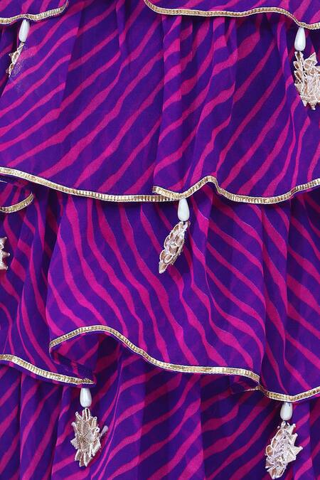 Fairies Forever_Purple Georgette Leheriya Kurta And Sharara Set _Online_at_Aza_Fashions