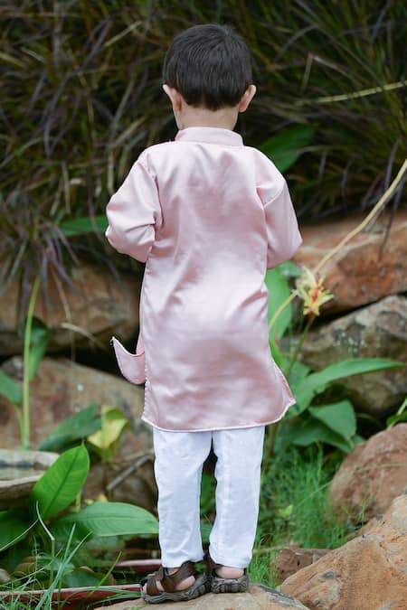 Shop Fairies Forever Pink Modal, Satin Sequins, Embroidery Hand Kurta And Pant Set at Aza Fashions Shop_Fairies Forever_Pink Modal, Satin Sequins, Embroidery Hand Kurta And Pant Set_at_Aza_Fashions