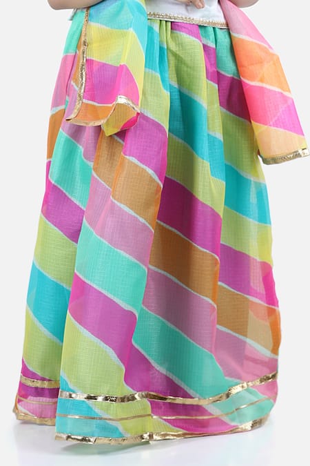 Fairies Forever Multi Color Chanderi, Kota Doria Patti Leheriya Lehenga Set at Aza Fashions Fairies Forever_Multi Color Chanderi, Kota Doria Patti Leheriya Lehenga Set_at_Aza_Fashions