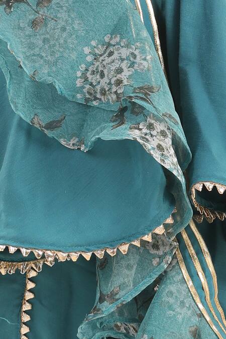 Shop_Fairies Forever_Blue Organza, Silk Gota Patti, Embroidery Angrakha Dhoti Pant Set _Online_at_Aza_Fashions