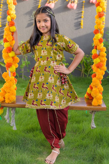 Buy Cotton Kalamkari Print Dress for Kids Online at Fabindia | 10654087