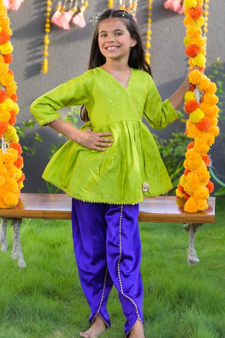 Fairies Forever Angrakha Style Kurta & Dhoti Pant Set 