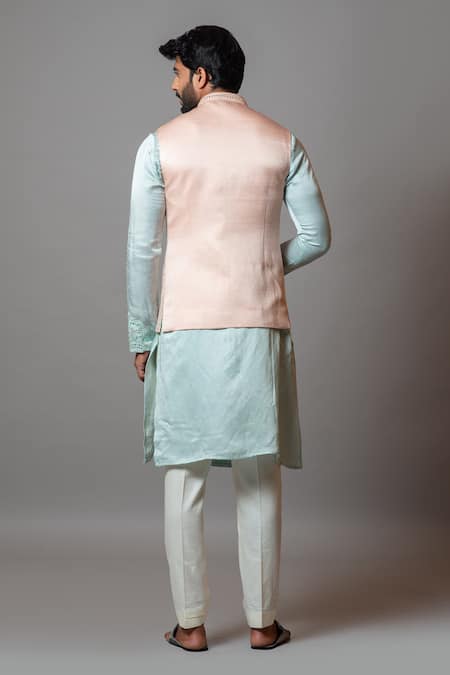 PAARSH Ripple Mirror Embroidered Bundi Kurta Set 