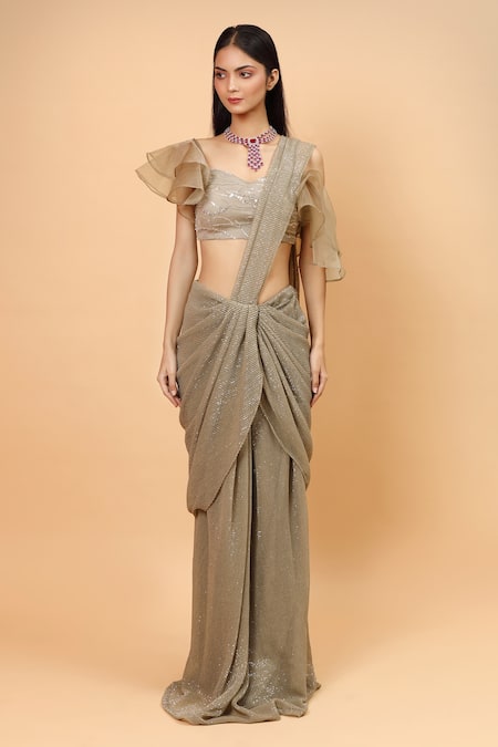 Neha Khullar Pre-Draped Saree With Embroidered Blouse 