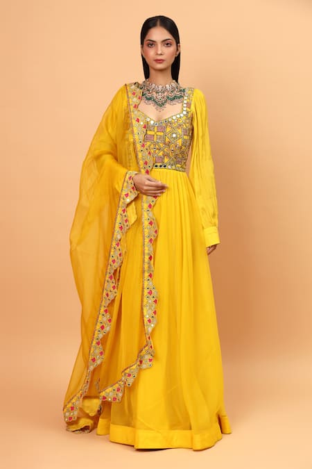 Neha Khullar Mirror Embroidered Anarkali With Dupatta 