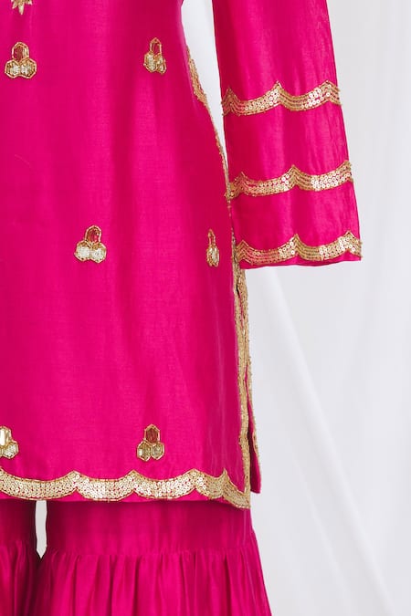 Shop Neha Khullar Pink Round Embroidered Kurta Sharara Set Online at Aza Fashions Shop_Neha Khullar_Pink Round Embroidered Kurta Sharara Set _Online_at_Aza_Fashions