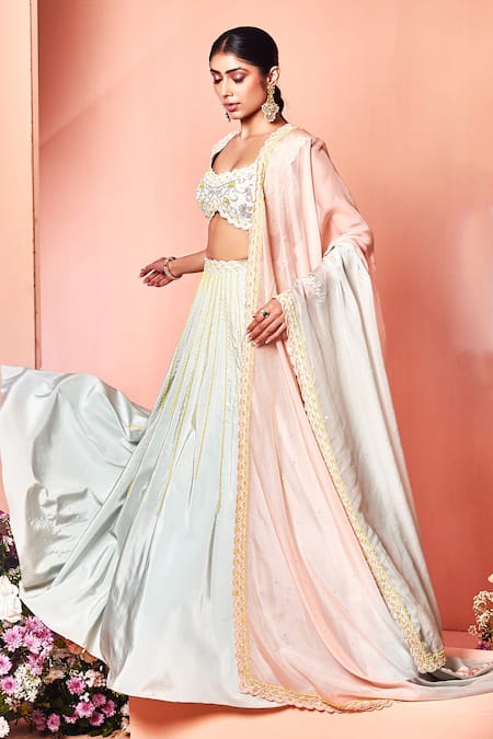 Net New Designer Pearl And Thread Work Lehenga Cholis Collection Catalog