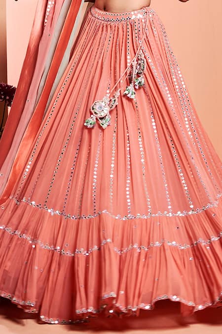 Shop Niamh By Kriti Pink Organza, Georgette Bead Work, Pearl Work, Dabka Foil Mirror Lehenga Set Online at Aza Fashions Shop_Niamh By Kriti_Pink Organza, Georgette Bead Work, Pearl Work, Dabka Foil Mirror Lehenga Set _Online_at_Aza_Fashions