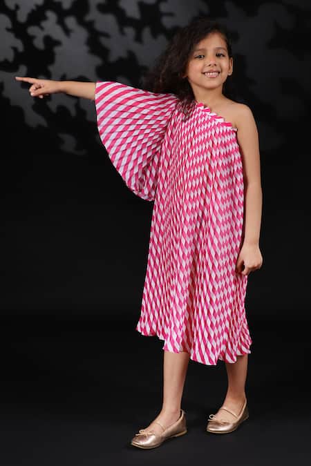 Nikasha White Georgette Pleated One Shoulder Dress 