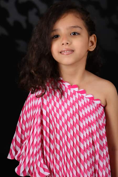 Shop_Nikasha_White Georgette Pleated One Shoulder Dress _Online_at_Aza_Fashions