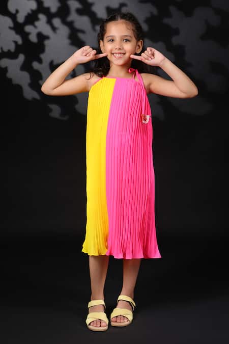 Nikasha Pink Georgette Tassels Pleated Dress 
