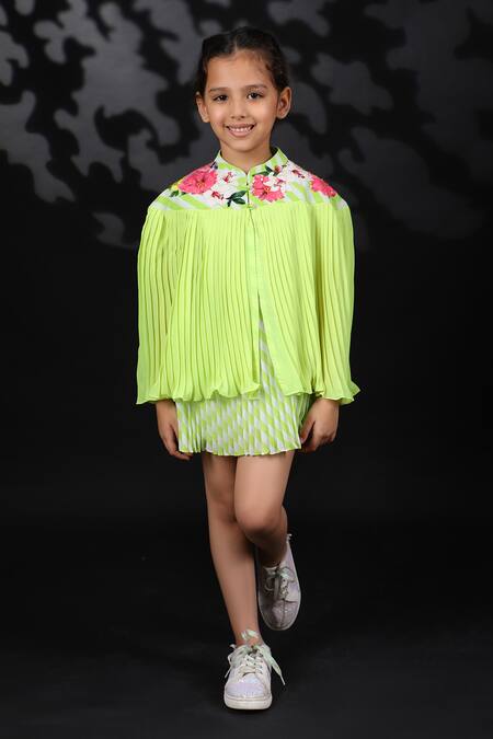 Buy_Nikasha_Green Georgette Applique Embroidered Cape With Dress _Online_at_Aza_Fashions