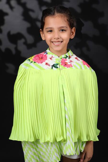 Shop_Nikasha_Green Georgette Applique Embroidered Cape With Dress _Online_at_Aza_Fashions