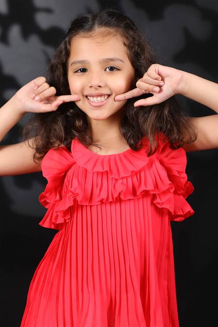 Shop_Nikasha_Pink Georgette Pleated Top _Online_at_Aza_Fashions