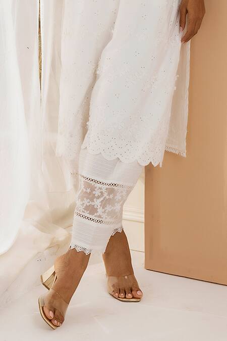 Buy Mulmul White Mulmul Cotton Asota Kurta And Floral Organza Salwar Set Online at Aza Fashions Buy_Mulmul_White Mulmul Cotton Asota Kurta And Floral Organza Salwar Set _Online_at_Aza_Fashions