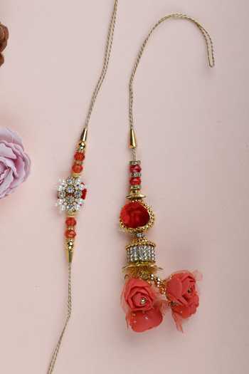 Buy Namasya Bhaiya Babhi Rakhi Set Set Of 2 at Aza Fashions Buy_Namasya_Bhaiya Babhi Rakhi Set Set Of 2_at_Aza_Fashions