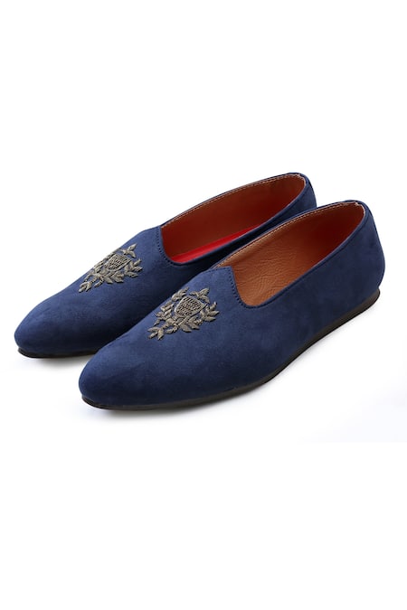 Kora By Nilesh Mitesh Embroidered Suede Juttis 