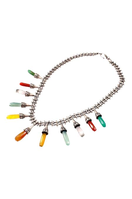 Noor Oxidized Gemstone Embellished Necklace 