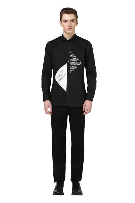 Buy Noonoo Black 100% Giza Cotton Embroidered Shirt Online at Aza Fashions Buy_Noonoo_Black 100% Giza Cotton Embroidered Shirt _Online_at_Aza_Fashions