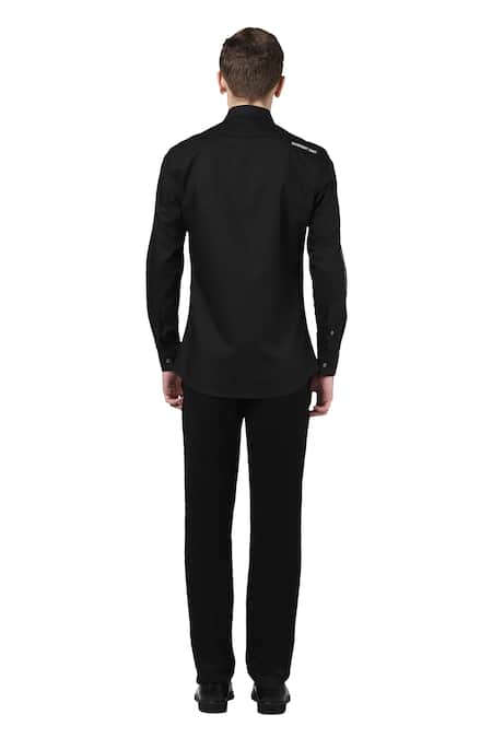 Shop Noonoo Black 100% Giza Cotton Embroidered Shirt at Aza Fashions Shop_Noonoo_Black 100% Giza Cotton Embroidered Shirt _at_Aza_Fashions