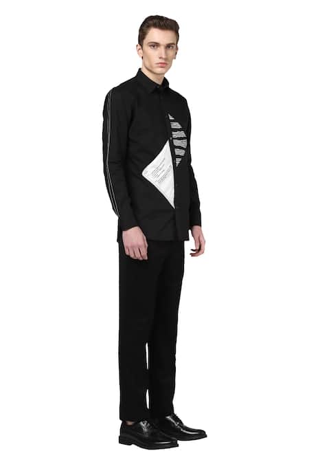 Noonoo Black 100% Giza Cotton Embroidered Shirt Online at Aza Fashions Noonoo_Black 100% Giza Cotton Embroidered Shirt _Online_at_Aza_Fashions