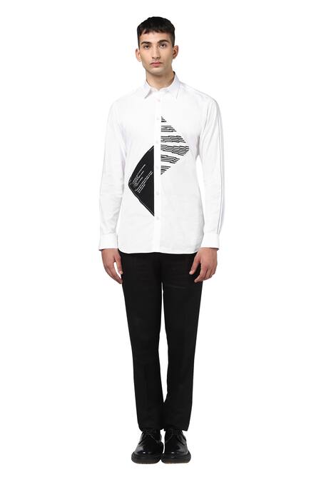 Buy_Noonoo_White 100% Giza Cotton Embroidered Shirt _Online_at_Aza_Fashions