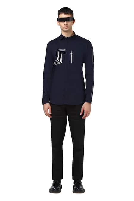 Buy Noonoo Blue 100% Giza Cotton Embroidered Shirt Online at Aza Fashions Buy_Noonoo_Blue 100% Giza Cotton Embroidered Shirt _Online_at_Aza_Fashions