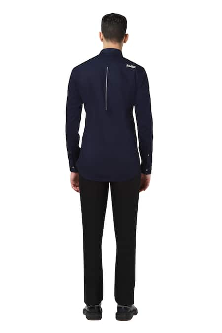 Shop Noonoo Blue 100% Giza Cotton Embroidered Shirt at Aza Fashions Shop_Noonoo_Blue 100% Giza Cotton Embroidered Shirt _at_Aza_Fashions