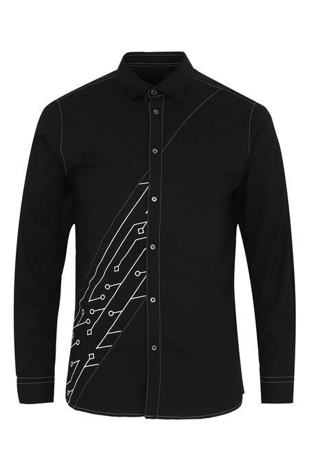 Noonoo Black 100% Giza Cotton Embroidered Shirt at Aza Fashions Noonoo_Black 100% Giza Cotton Embroidered Shirt _at_Aza_Fashions