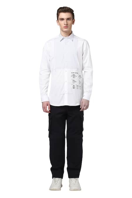 Noonoo White Cotton Poplin Striped Shirt Online at Aza Fashions Noonoo_White Cotton Poplin Striped Shirt _Online_at_Aza_Fashions