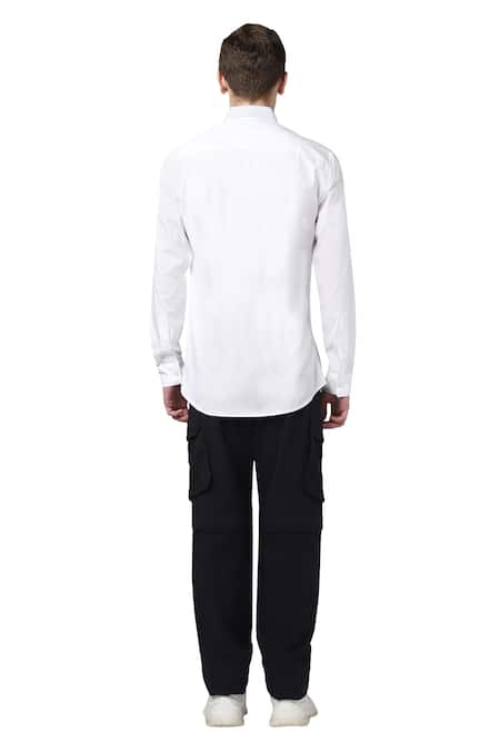 Shop Noonoo White Cotton Poplin Striped Shirt at Aza Fashions Shop_Noonoo_White Cotton Poplin Striped Shirt _at_Aza_Fashions