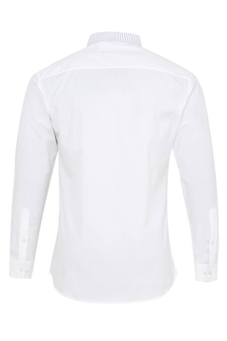 Noonoo White Cotton Poplin Striped Shirt at Aza Fashions Noonoo_White Cotton Poplin Striped Shirt _at_Aza_Fashions