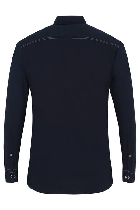 Noonoo Blue 100% Giza Cotton Embroidered Shirt at Aza Fashions Noonoo_Blue 100% Giza Cotton Embroidered Shirt _at_Aza_Fashions