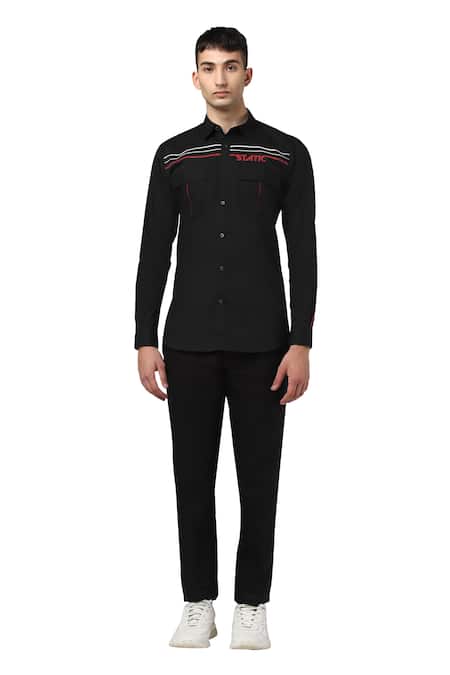 Buy Noonoo Black 100% Giza Cotton Embroidered Shirt Online at Aza Fashions Buy_Noonoo_Black 100% Giza Cotton Embroidered Shirt _Online_at_Aza_Fashions