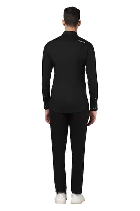 Shop Noonoo Black 100% Giza Cotton Embroidered Shirt at Aza Fashions Shop_Noonoo_Black 100% Giza Cotton Embroidered Shirt _at_Aza_Fashions