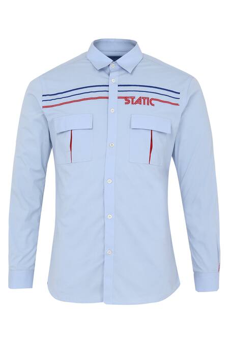 Shop Noonoo Blue 3% Spandex, 97% Giza Cotton Embroidered Shirt Online at Aza Fashions Shop_Noonoo_Blue 3% Spandex, 97% Giza Cotton Embroidered Shirt _Online_at_Aza_Fashions