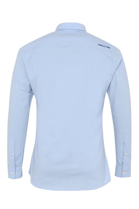 Noonoo Blue 3% Spandex, 97% Giza Cotton Embroidered Shirt at Aza Fashions Noonoo_Blue 3% Spandex, 97% Giza Cotton Embroidered Shirt _at_Aza_Fashions