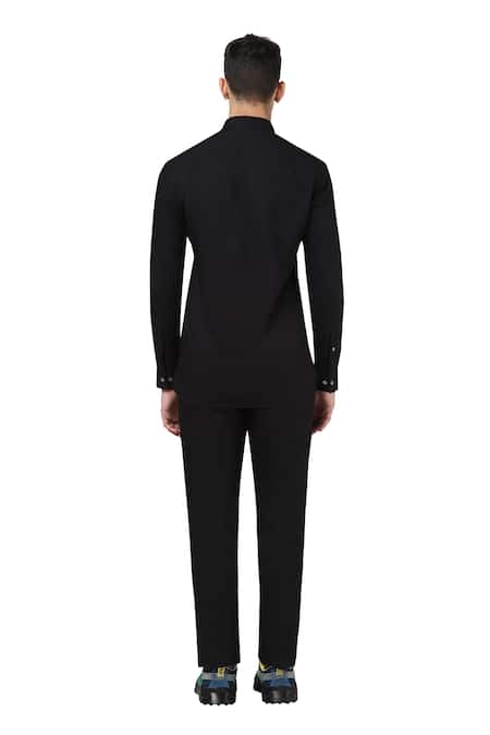 Shop Noonoo Black 100% Giza Cotton Printed Shirt at Aza Fashions Shop_Noonoo_Black 100% Giza Cotton Printed Shirt _at_Aza_Fashions