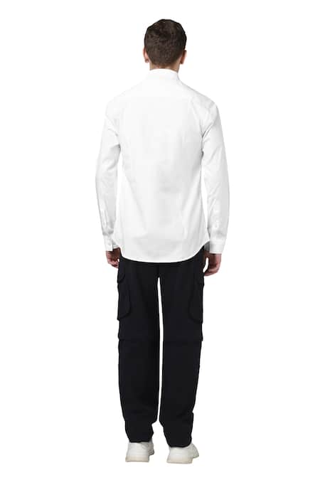 Shop Noonoo White 100% Giza Cotton Printed Shirt at Aza Fashions Shop_Noonoo_White 100% Giza Cotton Printed Shirt _at_Aza_Fashions