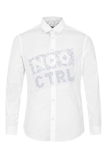 Shop Noonoo White 100% Giza Cotton Printed Shirt Online at Aza Fashions Shop_Noonoo_White 100% Giza Cotton Printed Shirt _Online_at_Aza_Fashions