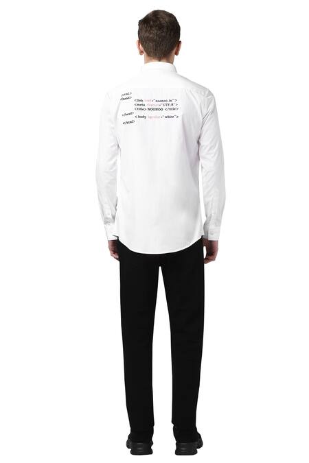 Shop Noonoo White 100% Giza Cotton Embroidered Shirt at Aza Fashions Shop_Noonoo_White 100% Giza Cotton Embroidered Shirt _at_Aza_Fashions