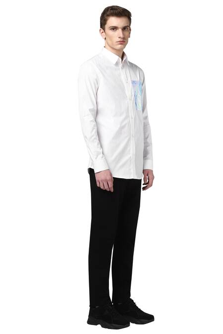 Noonoo White 100% Giza Cotton Embroidered Shirt Online at Aza Fashions Noonoo_White 100% Giza Cotton Embroidered Shirt _Online_at_Aza_Fashions