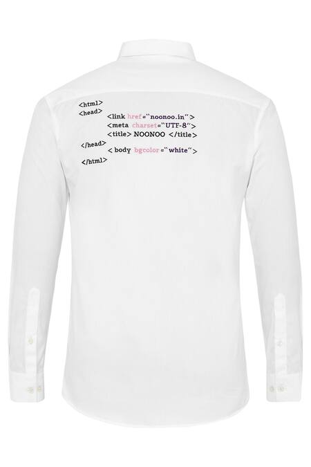 Noonoo White 100% Giza Cotton Embroidered Shirt at Aza Fashions Noonoo_White 100% Giza Cotton Embroidered Shirt _at_Aza_Fashions