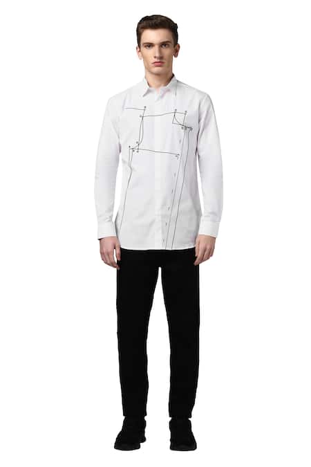 Noonoo White 100% Giza Cotton Embroidered Shirt Online at Aza Fashions Noonoo_White 100% Giza Cotton Embroidered Shirt _Online_at_Aza_Fashions