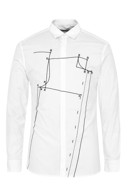 Shop Noonoo White 100% Giza Cotton Embroidered Shirt Online at Aza Fashions Shop_Noonoo_White 100% Giza Cotton Embroidered Shirt _Online_at_Aza_Fashions