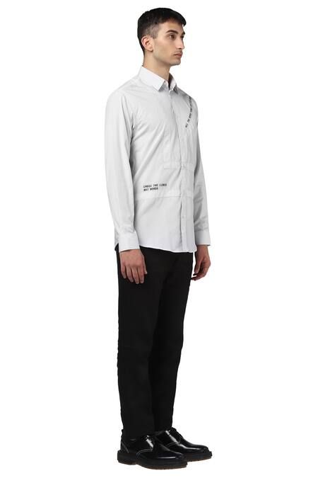 Noonoo Grey 100% Cotton Embroidered Shirt Online at Aza Fashions Noonoo_Grey 100% Cotton Embroidered Shirt _Online_at_Aza_Fashions