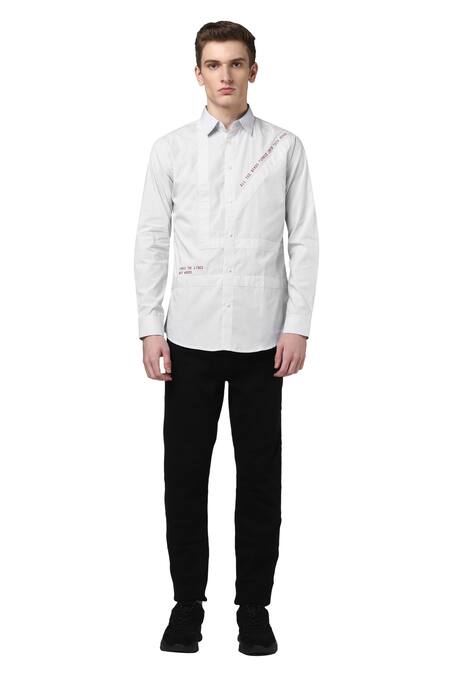 Buy_Noonoo_White 100% Cotton Embroidered Shirt _Online_at_Aza_Fashions