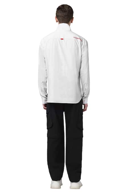 Shop Noonoo White 100% Cotton Embroidered Shirt at Aza Fashions Shop_Noonoo_White 100% Cotton Embroidered Shirt _at_Aza_Fashions