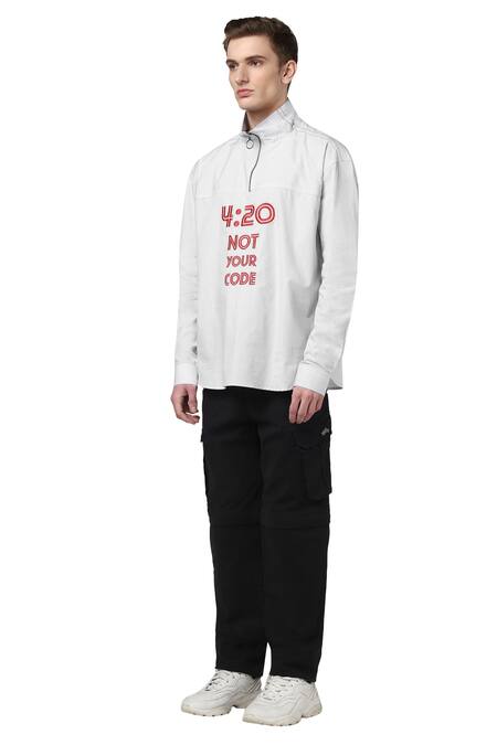 Buy Noonoo White 100% Cotton Embroidered Shirt Online at Aza Fashions Buy_Noonoo_White 100% Cotton Embroidered Shirt _Online_at_Aza_Fashions