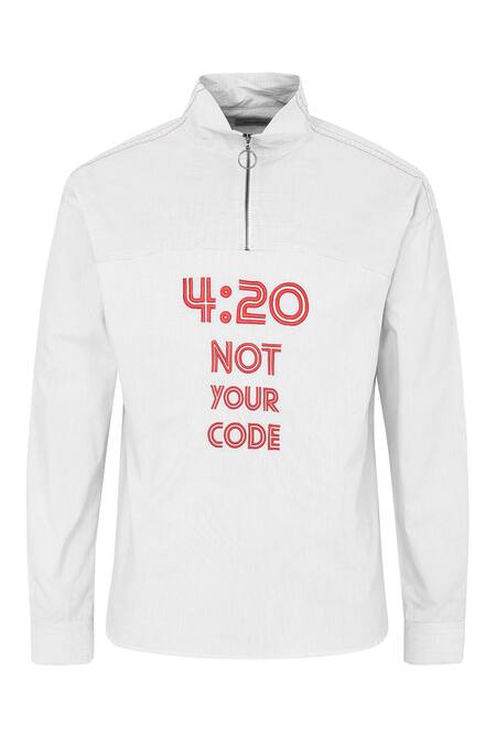 Shop Noonoo White 100% Cotton Embroidered Shirt Online at Aza Fashions Shop_Noonoo_White 100% Cotton Embroidered Shirt _Online_at_Aza_Fashions